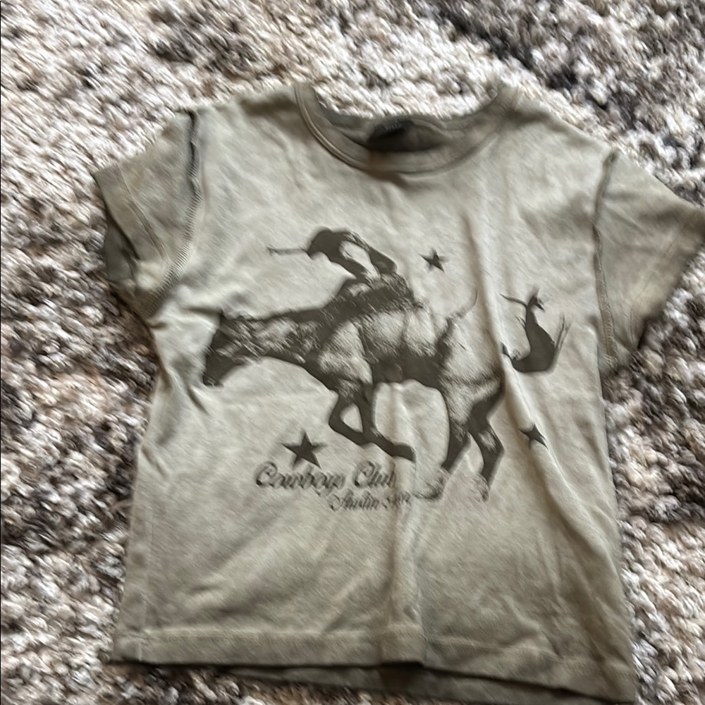 Kids Cowboy Graphic T-Shirt - Olive Green